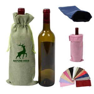Burlap Wine Bottle Bag With Drawstring